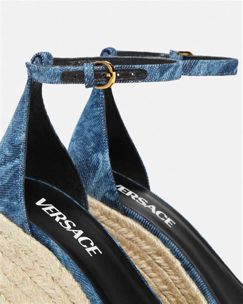 versace wedges shoes|versace barocco denim sandals.